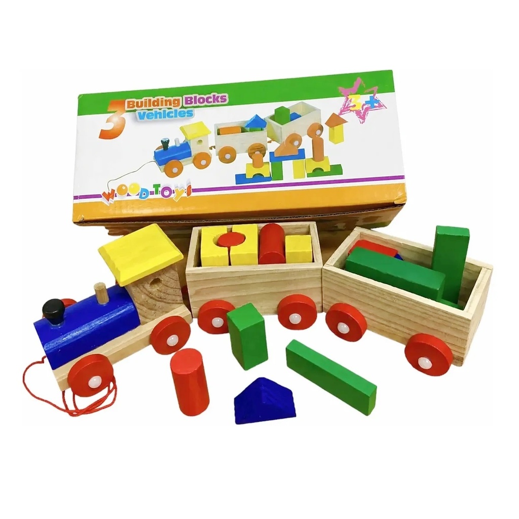 Tren madera con bloques