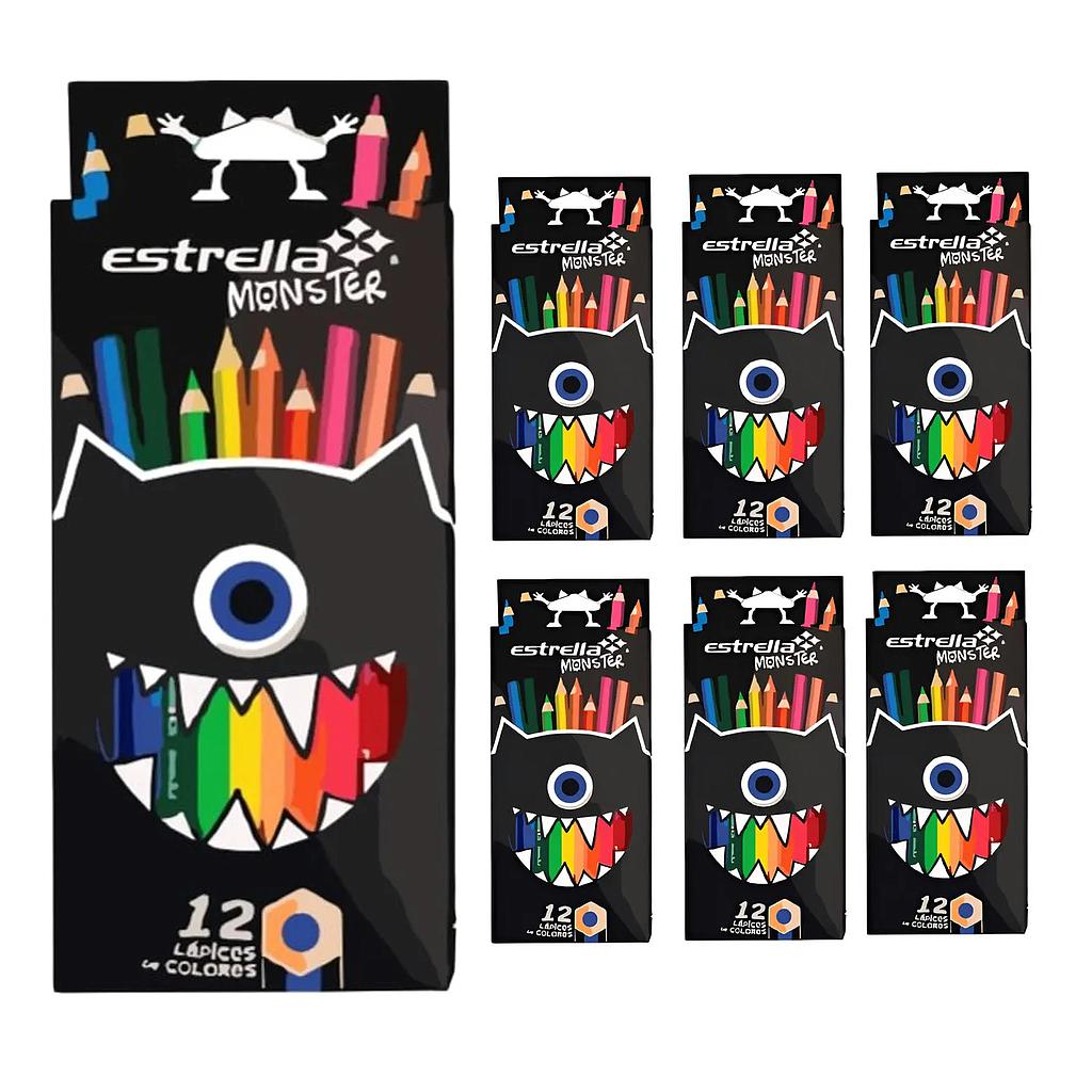 [6910001055838] Lápices colores Monster x 12