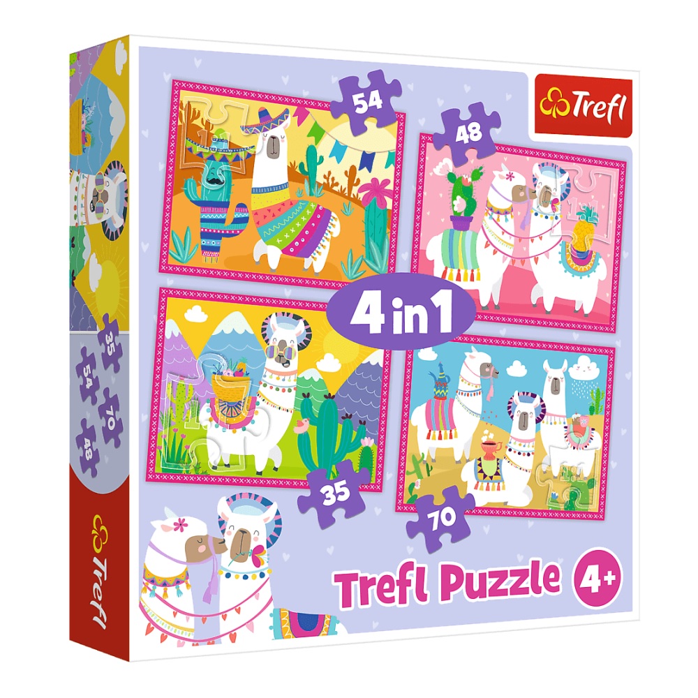 [5900511343229] Puzzle 4 en 1 Llamas