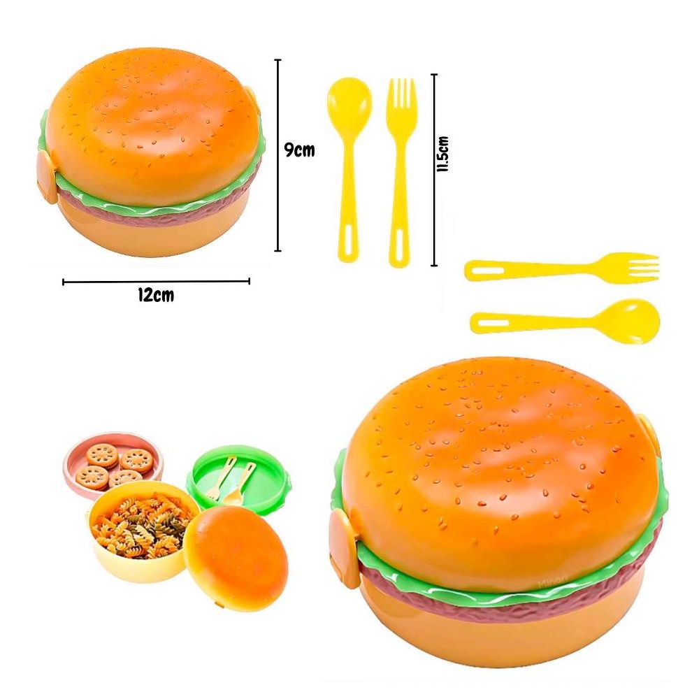 [9123456737199] Lunchera Hamburguesa con cubiertos