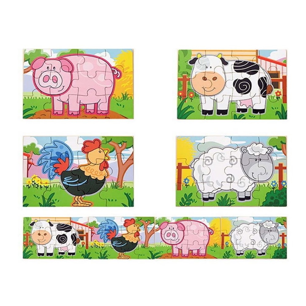 [6934510500696] Puzzle x 4  Animales Madera