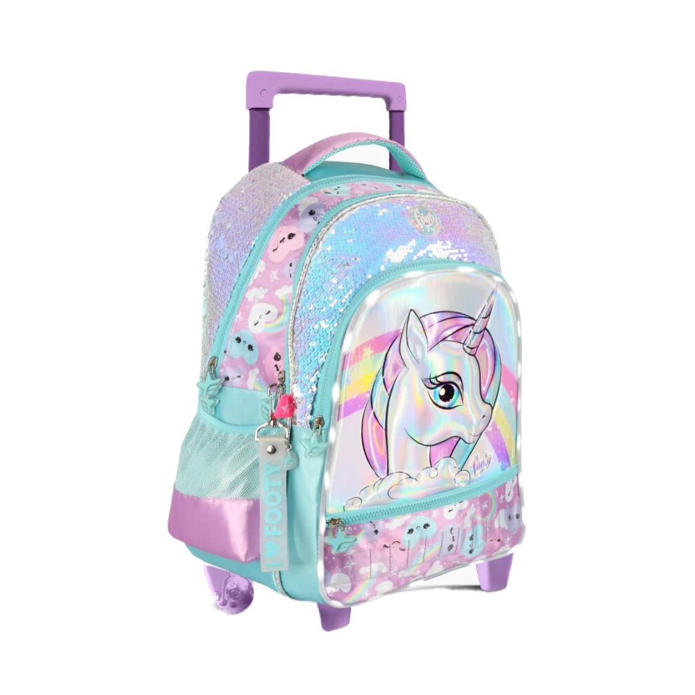 [7792621136819] Mochila Unicornio con carrito y luz Led