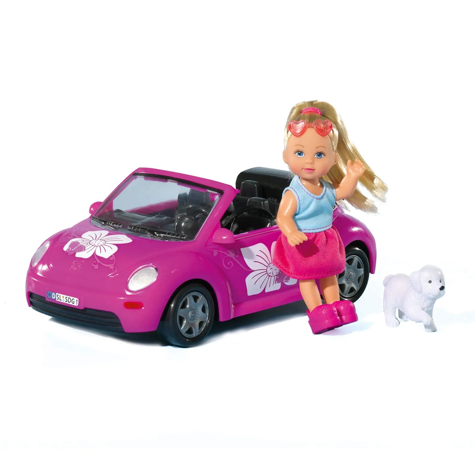 Muñeca Evi Love, mascota y auto Volkswagen