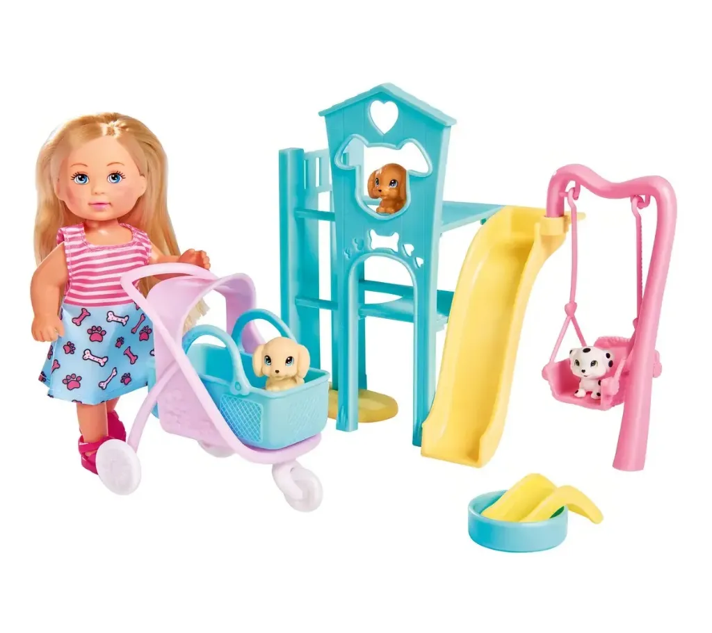 Muñeca Evi, mascotas y plaza de juegos