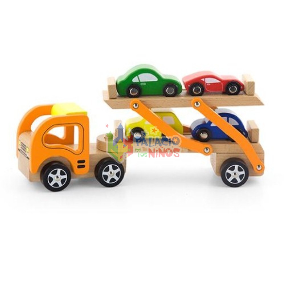 Camión Madera con 4 autos