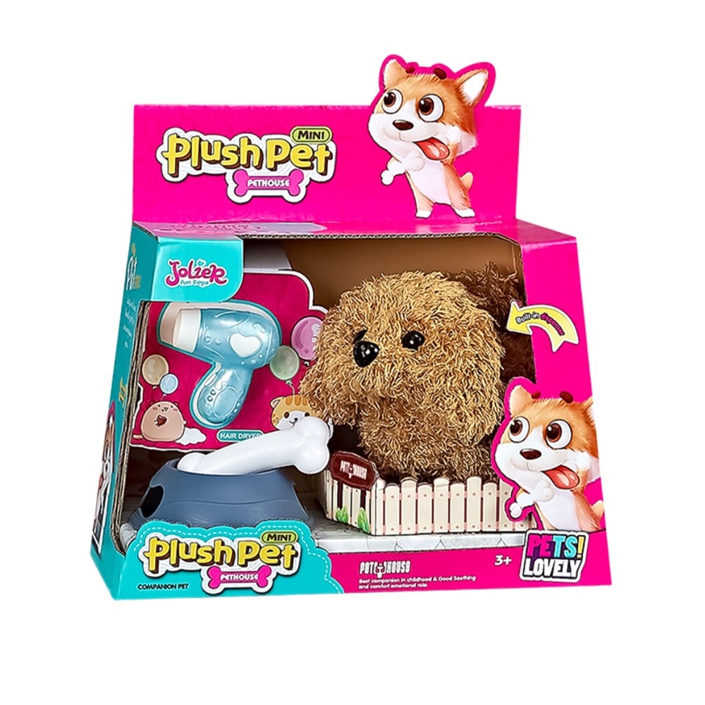 Perro ladra y camina con accesorios