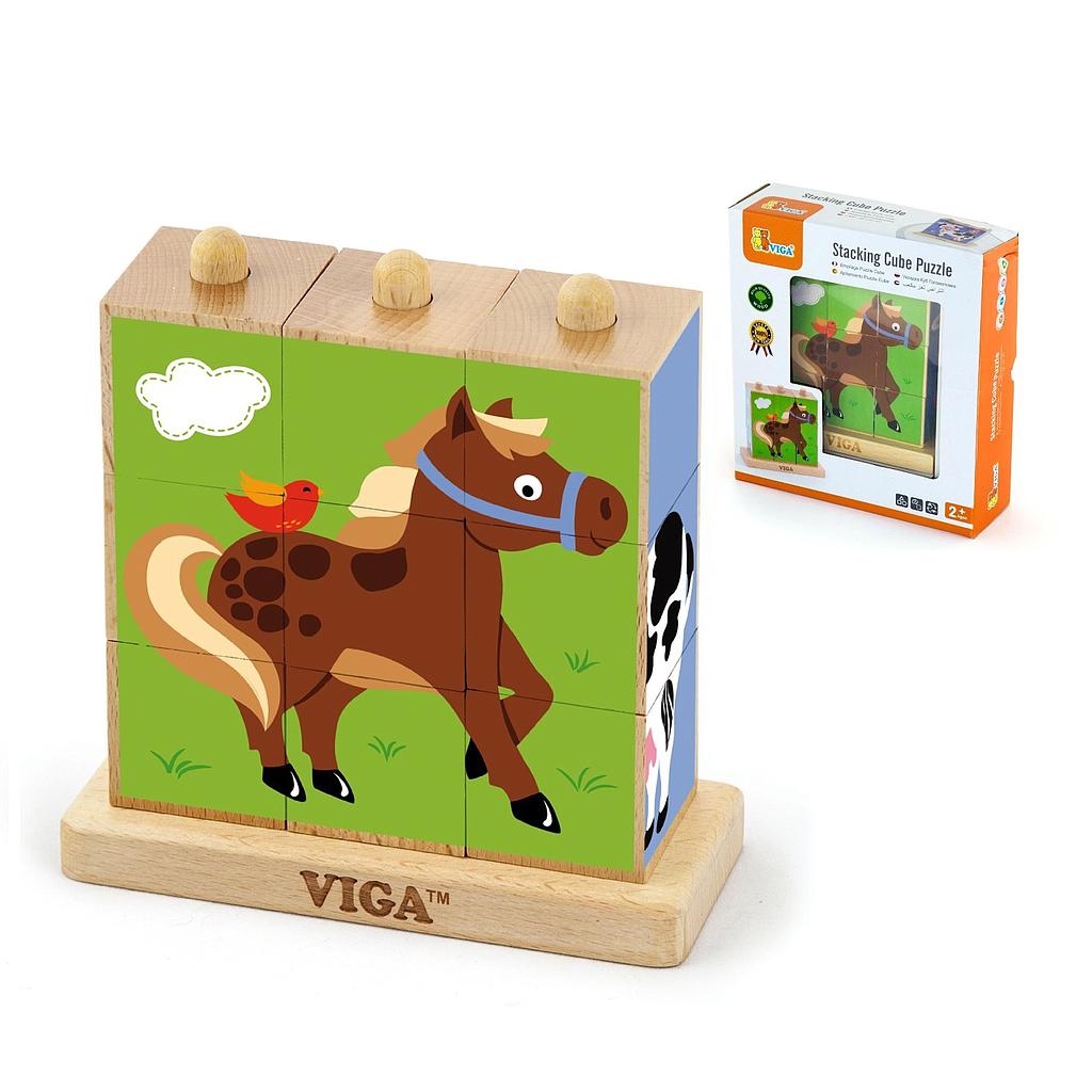 Puzzle Cubos Apilable Granja