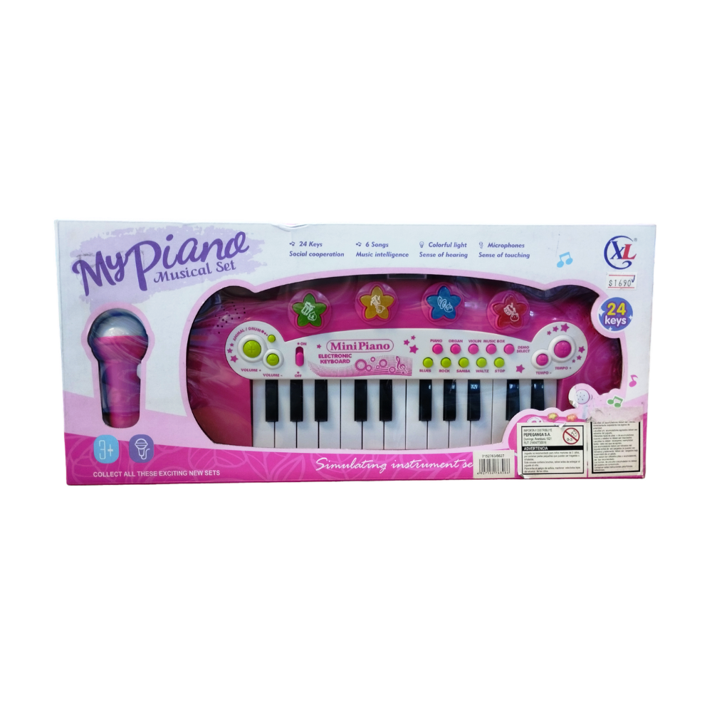 Mini Piano Rosa con Micrófono