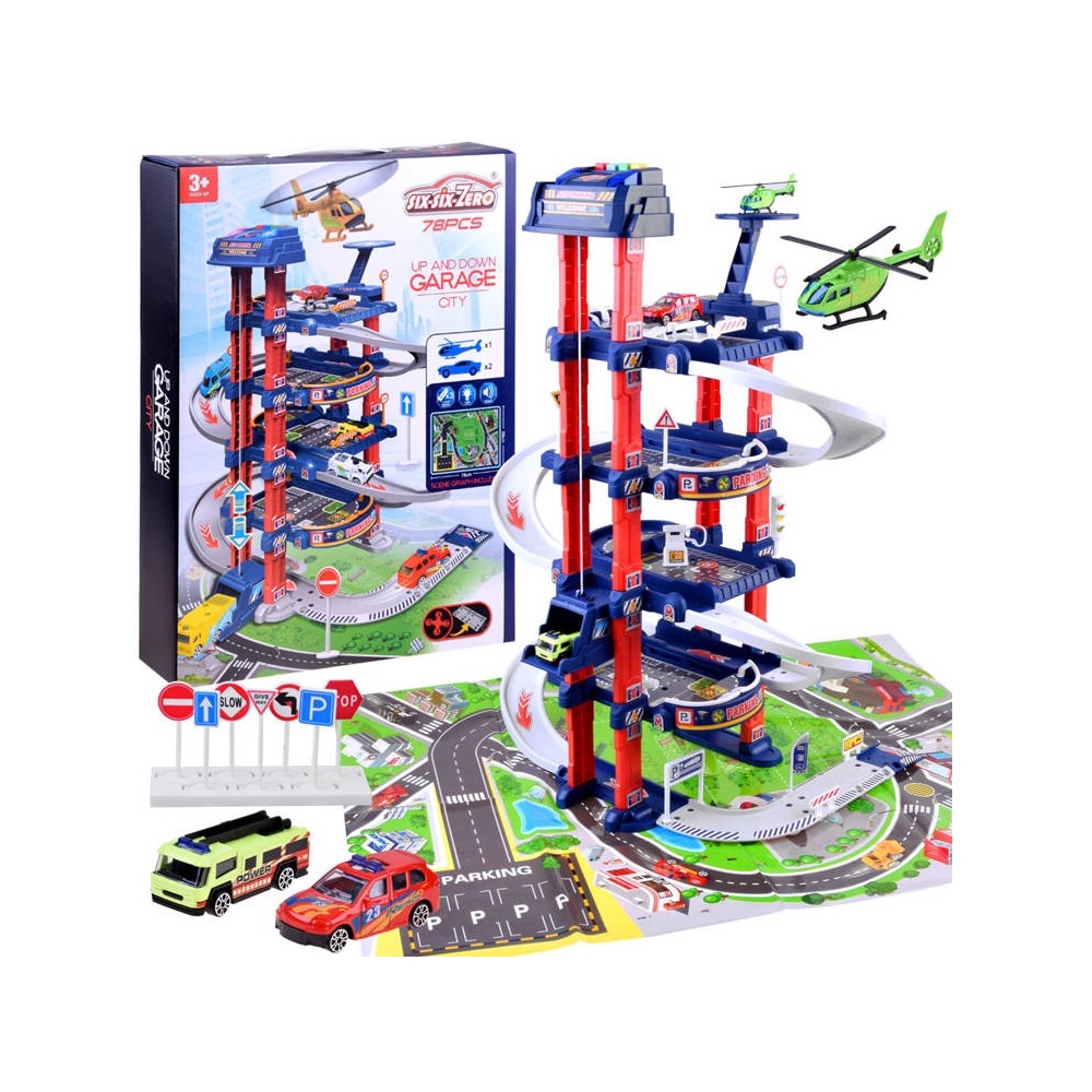 Garaje con Autos y Helicóptero