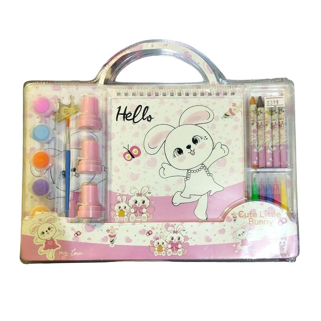 Set Libreta, Sellos, Acuarelas, Crayolas