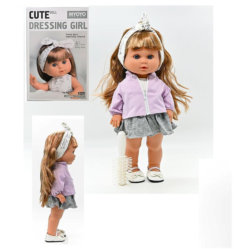 Muñeca Myoyo Castaña con Cepillo