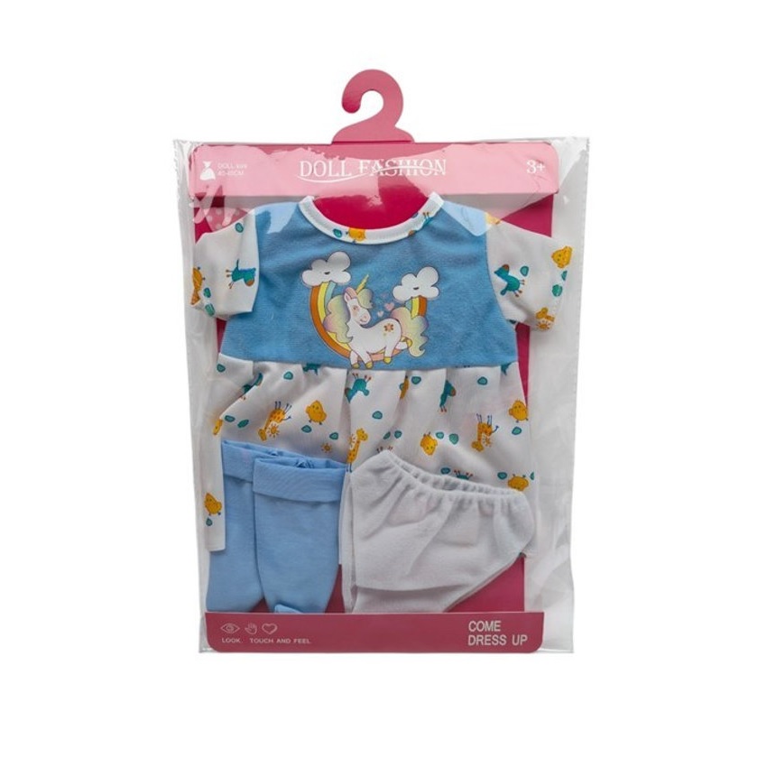 Ropita Muñeca Diseño Unicornio Celeste