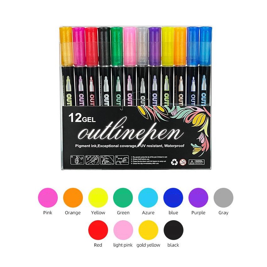 Marcadores Gel con contorno x 12