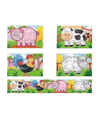 Puzzle x 4  Animales Madera