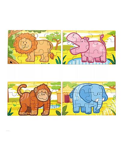 Puzzles x 4 Madera Zoo