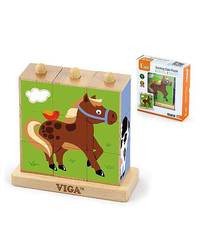 Puzzle Cubos Apilable Granja