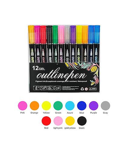 Marcadores Gel con contorno x 12